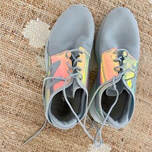 Size 9 New Balance grey tennis shoes with holographic tops